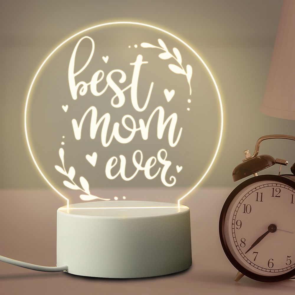 Best Mom Ever Gifts Engraved Night Bedroom Decoration Warm
