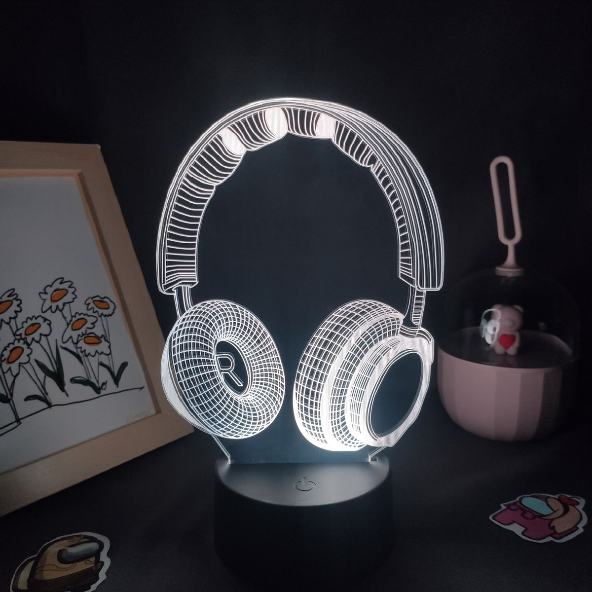 Headset Earphone 3D Lava Lamp LED RGB Neon Touch Night Cool