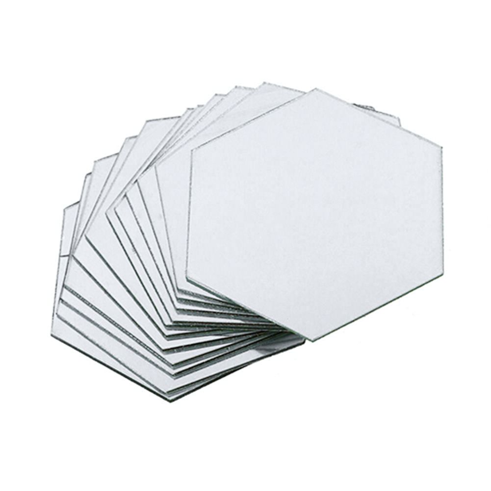 12Pcs Mirror Hexagon Removable Acrylic Wall Stickers-Silver