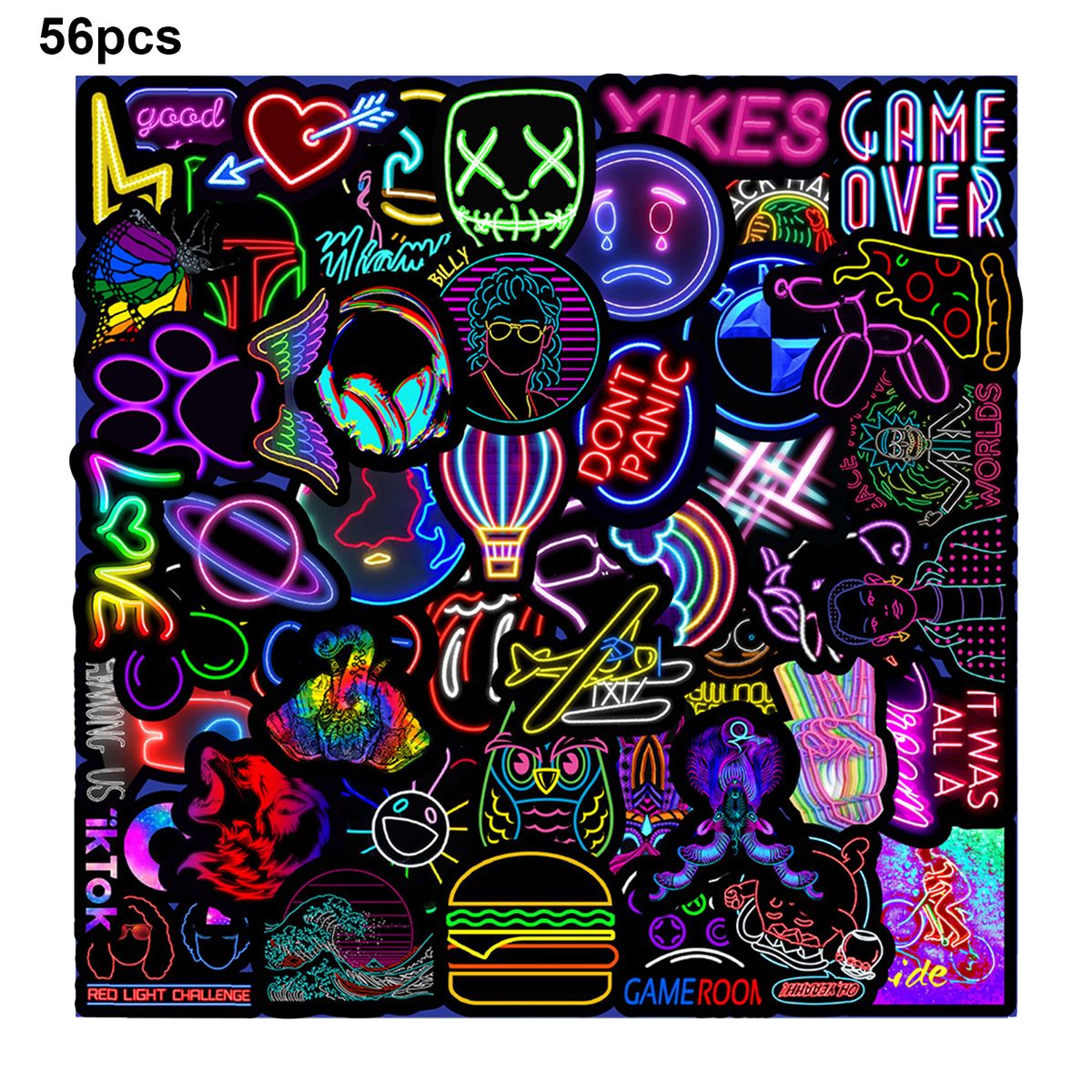 50Pcs Neon Light Sticker Waterproof Reusable DIY Car Guitar-