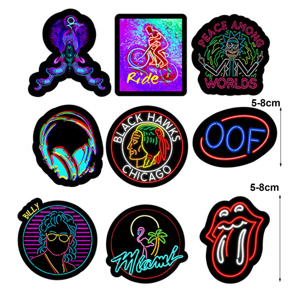 50Pcs Neon Light Sticker Waterproof Reusable DIY Car Guitar-