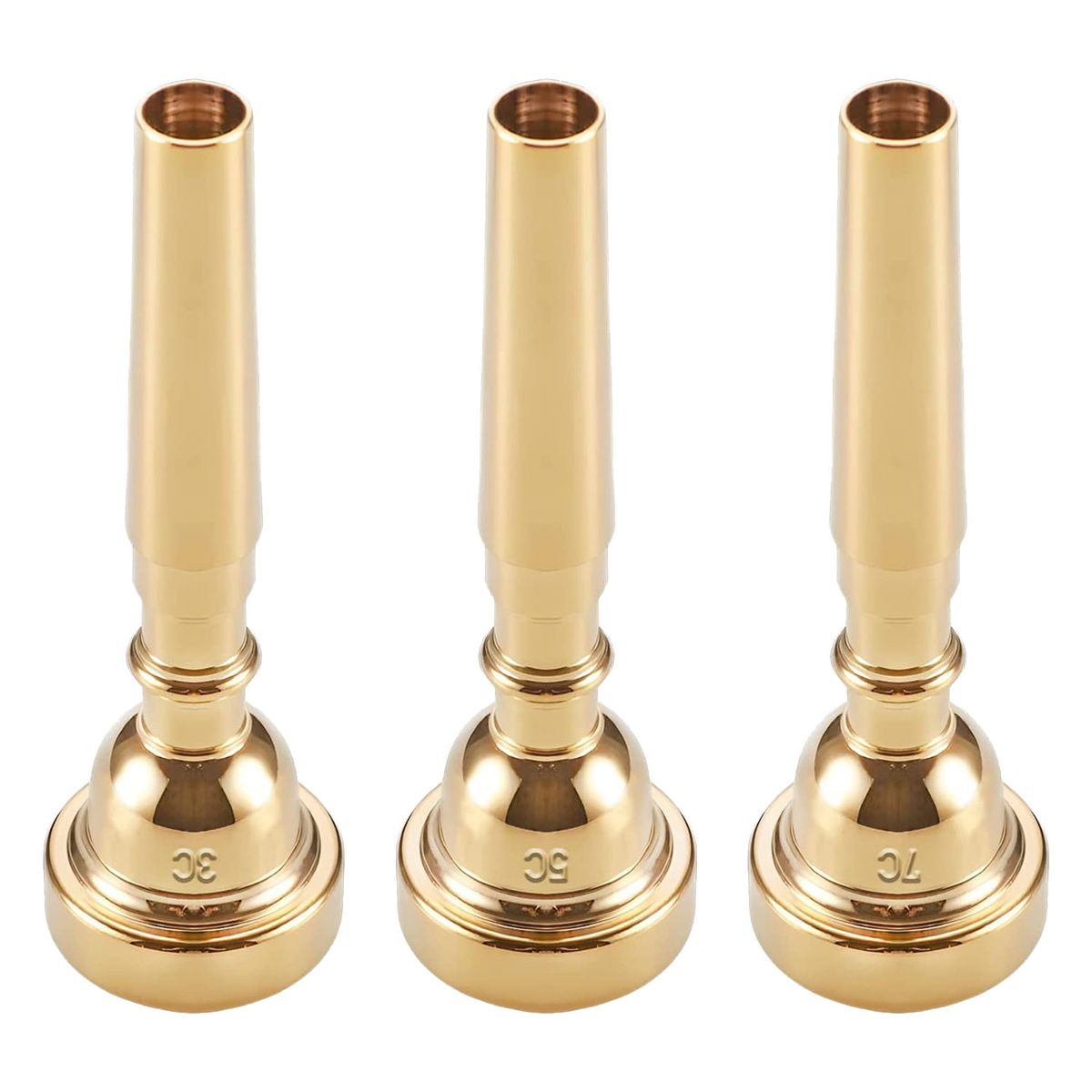 3PCS Trumpet Mounthpiece Set3C 5C 7C Gold Plated for Beginner Musical Trumpet Accessories or Finger Exerciser