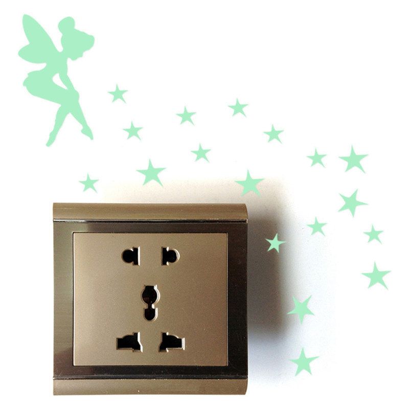 Cartoon Luminous Wall Sticker Girl Star Design Switch
