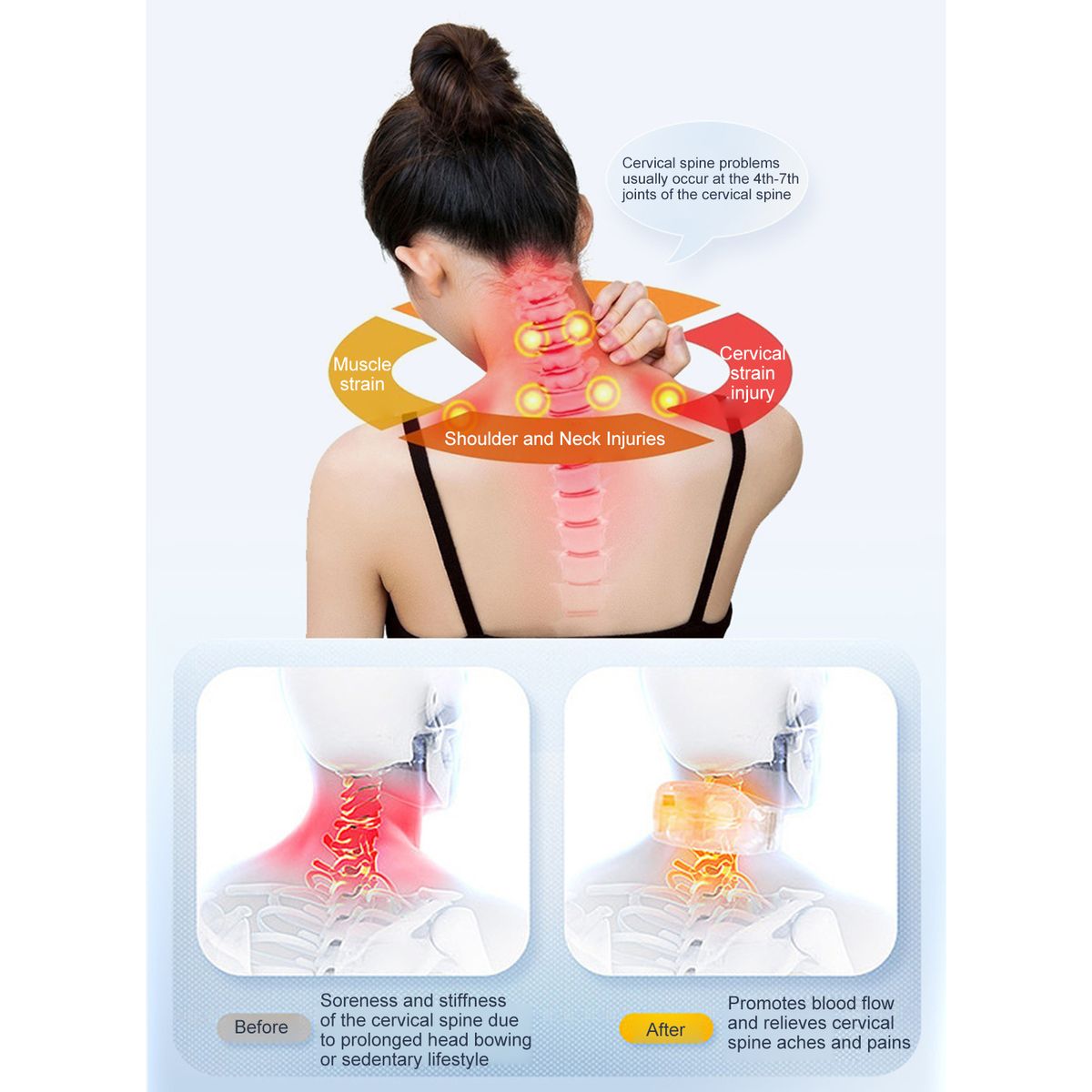 Cervical Spine Massager Strength Adjustment USB Rechargeable