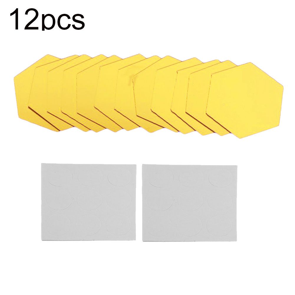 12Pcs Hexagonal Self Adhesive Mirror Effect Wall-Golden