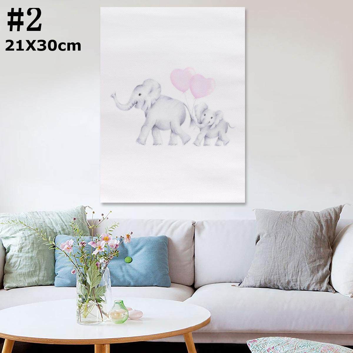 Kawaii Elephant Motivational Minimalist Art Canvas Poster Baby Room Decoration Style 2 21X30 Multicolor