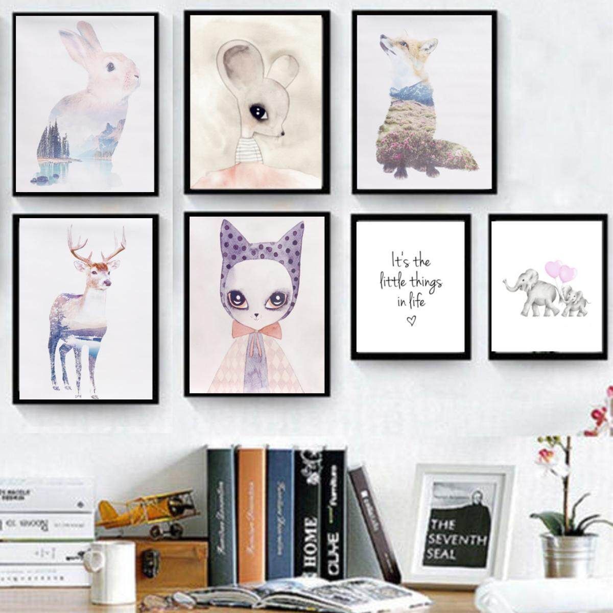 Kawaii Elephant Motivational Minimalist Art Canvas Poster Baby Room Decoration Style 2 21X30 Multicolor