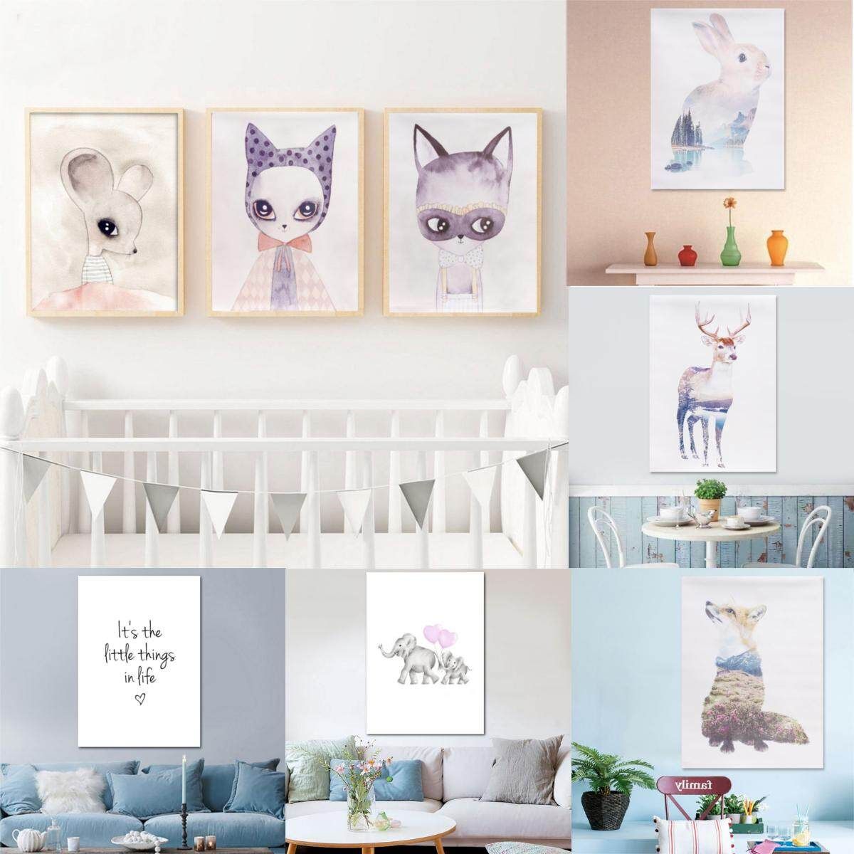 Kawaii Elephant Motivational Minimalist Art Canvas Poster Baby Room Decoration Style 2 21X30 Multicolor