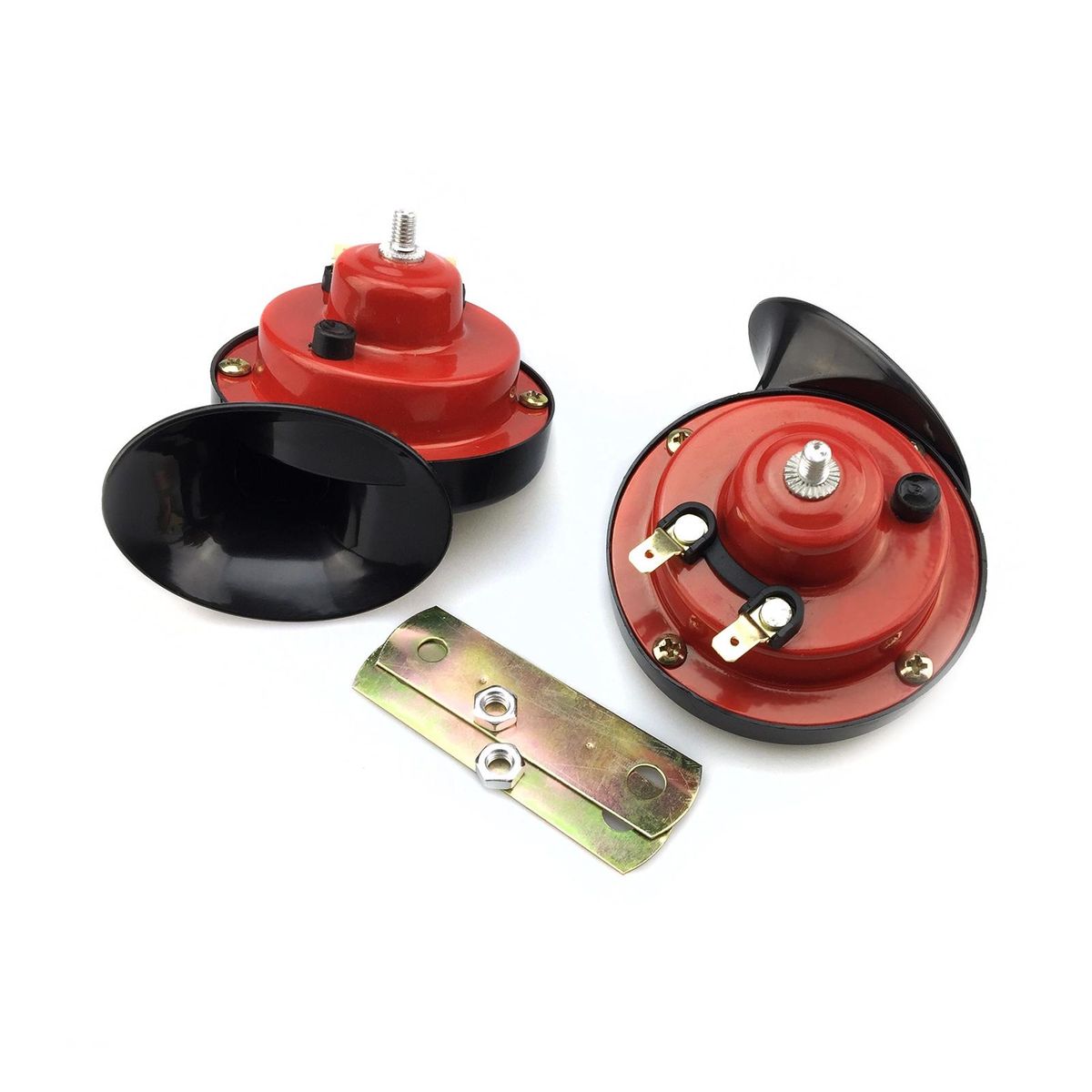 2Pcs 12V Loud Air Electric Snail Horn Dual Tone Snail Horn for Motorcycles Cars Boats