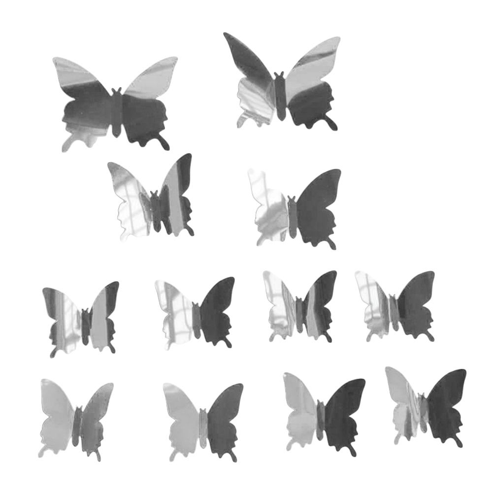 12Pcs/Set Butterfly 3D Mirror PVC Wall Art Sticker-Purple