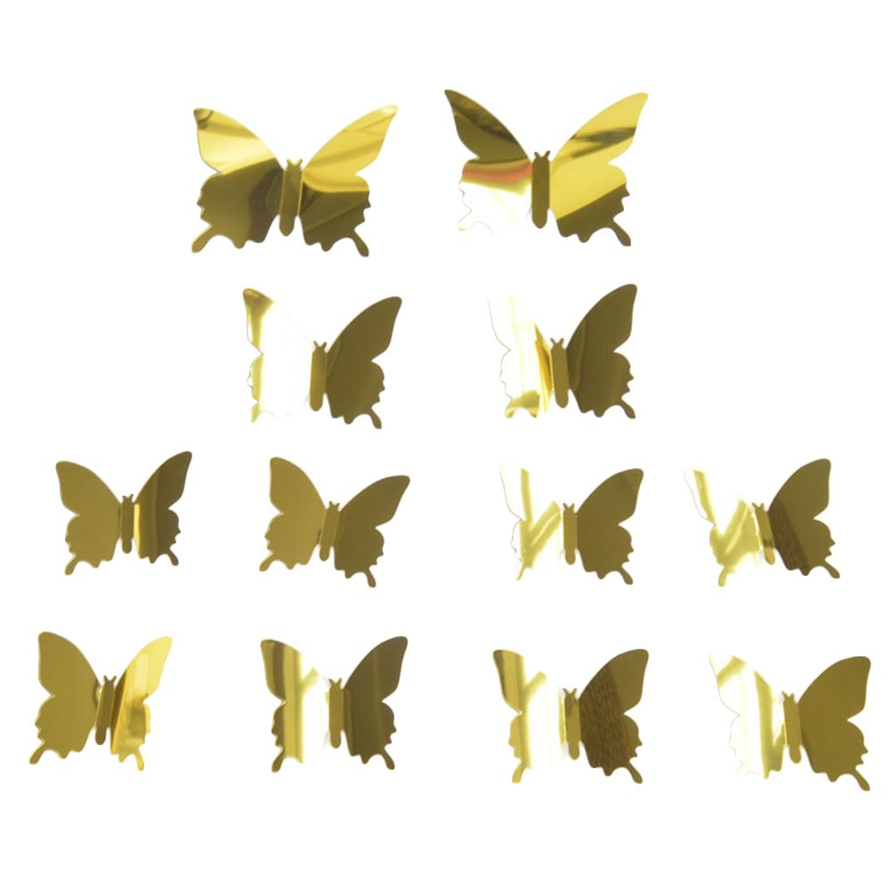 12Pcs/Set Butterfly 3D Mirror PVC Wall Art Sticker-Purple
