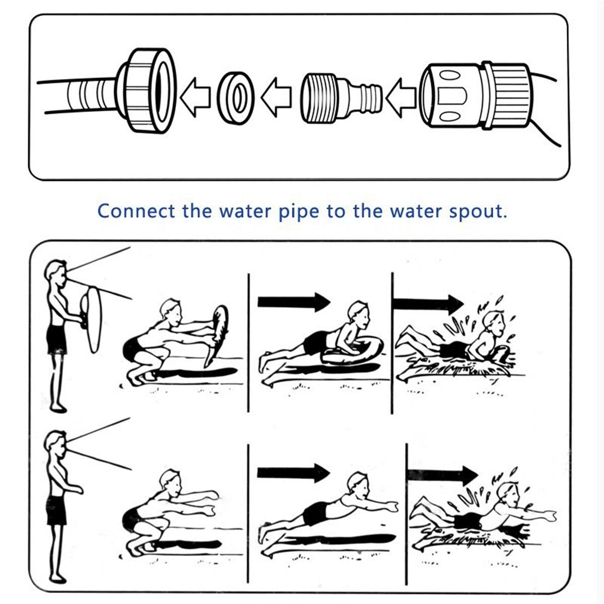 Water Skiing Summer Water Outdoor Grass Inflatable Spray Slip Sheets Mat For Children