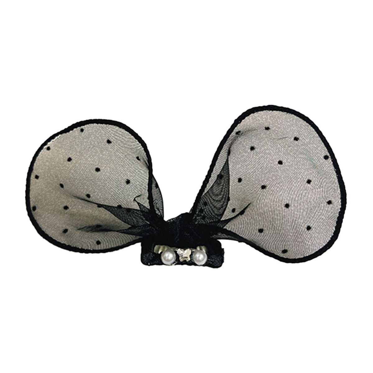Cat Bow Hairpin Pet Hairpin with Faux Pearl Bow-knot for Pets Black1