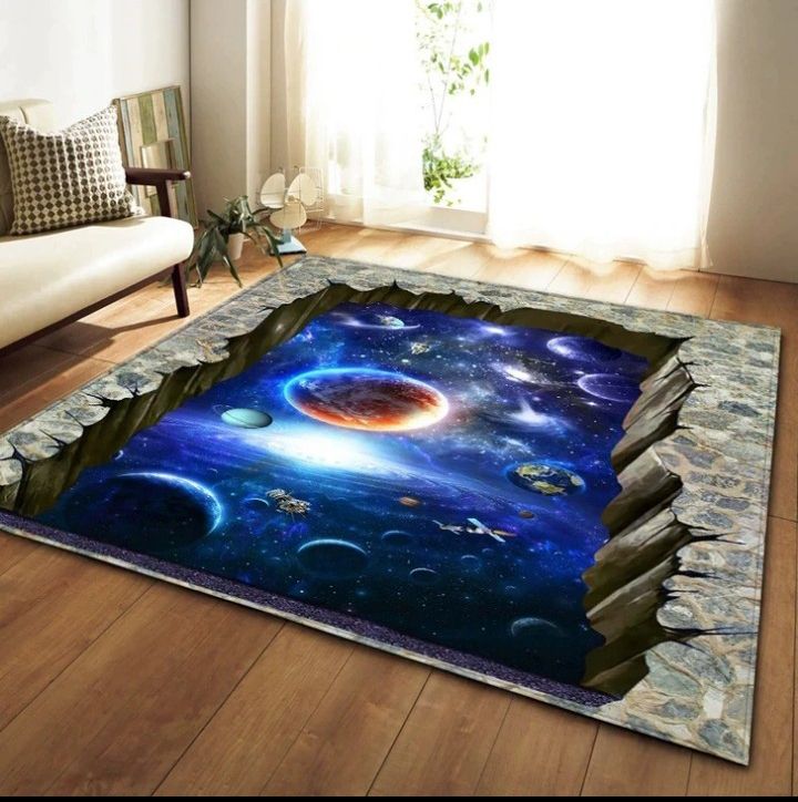 Space Explore View Print Sitting Room Area Rug