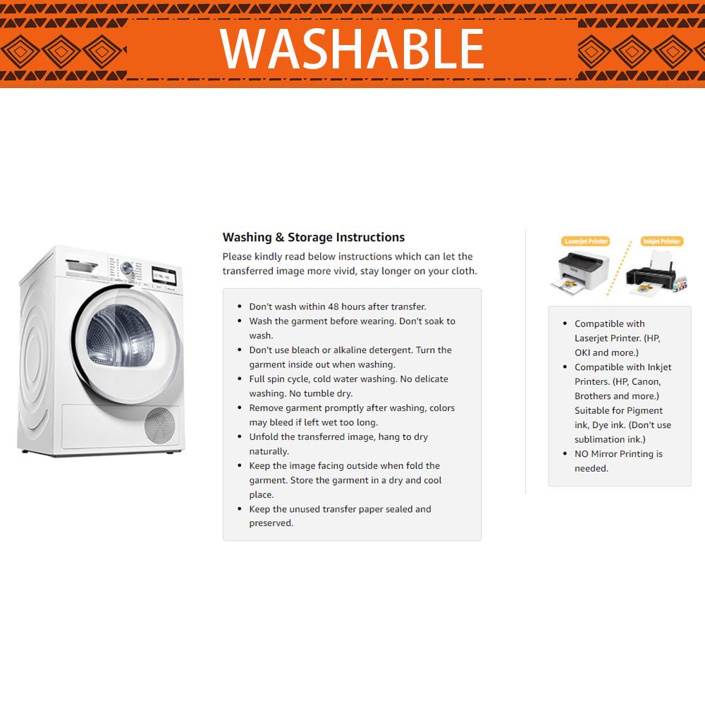 Inkjet&laser Dark Heat Transfer Paper Printable Vinly For Cotton For Heat Transfer Machine 20pcs A4