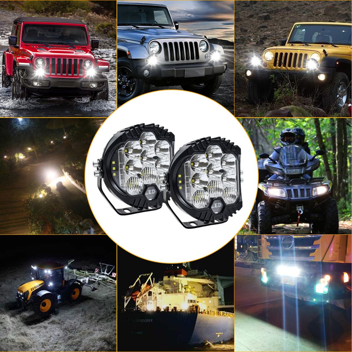 2Pcs 5inch LED Work Light Pods Spot Flood Combo Beam Fog