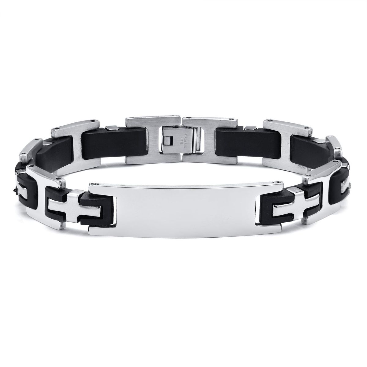 Men's Bracelet Titanium Steel Silicone Stainless Steel Bracelet Silver