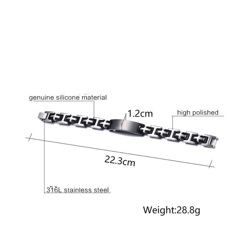 Men's Bracelet Titanium Steel Silicone Stainless Steel Bracelet Silver