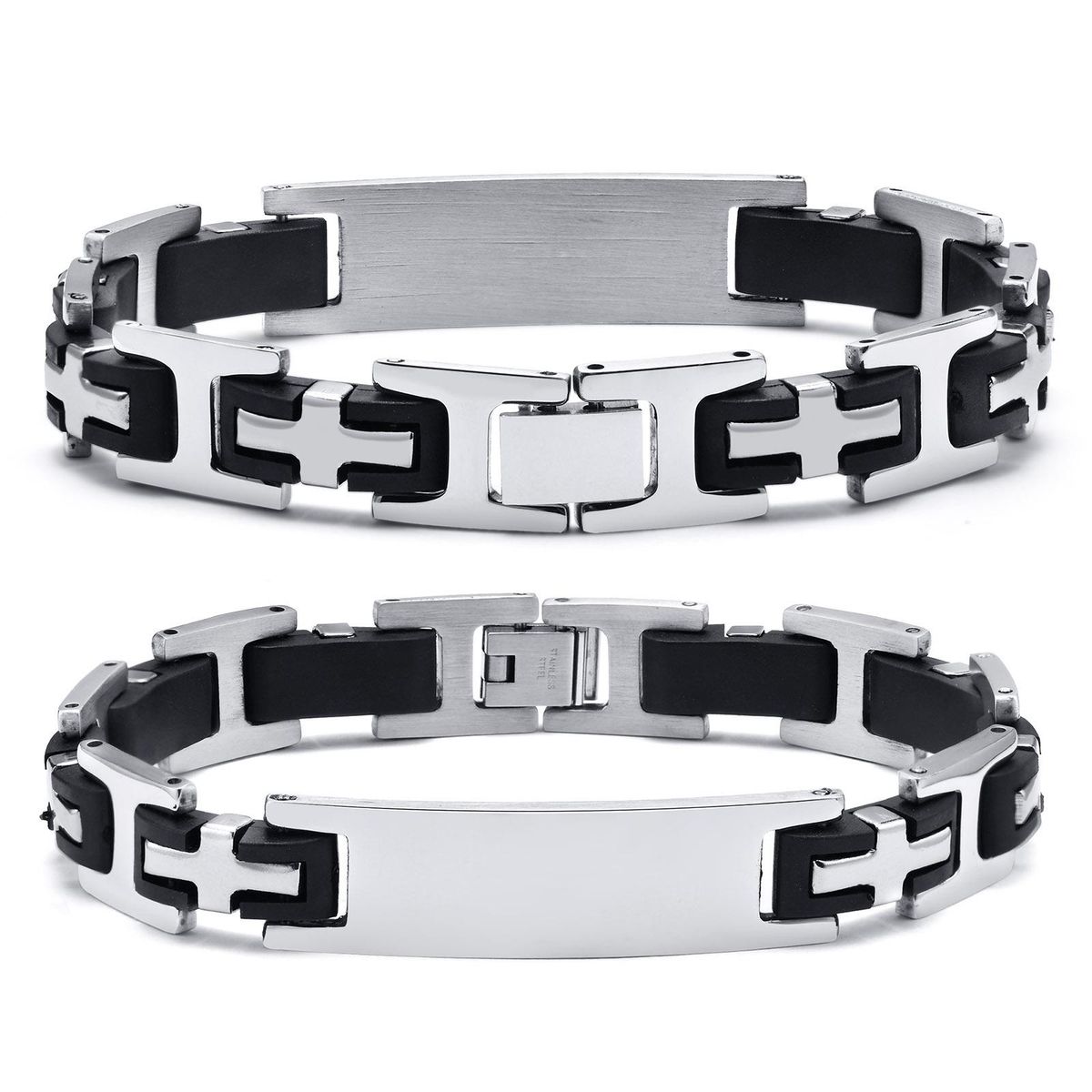 Men's Bracelet Titanium Steel Silicone Stainless Steel Bracelet Silver
