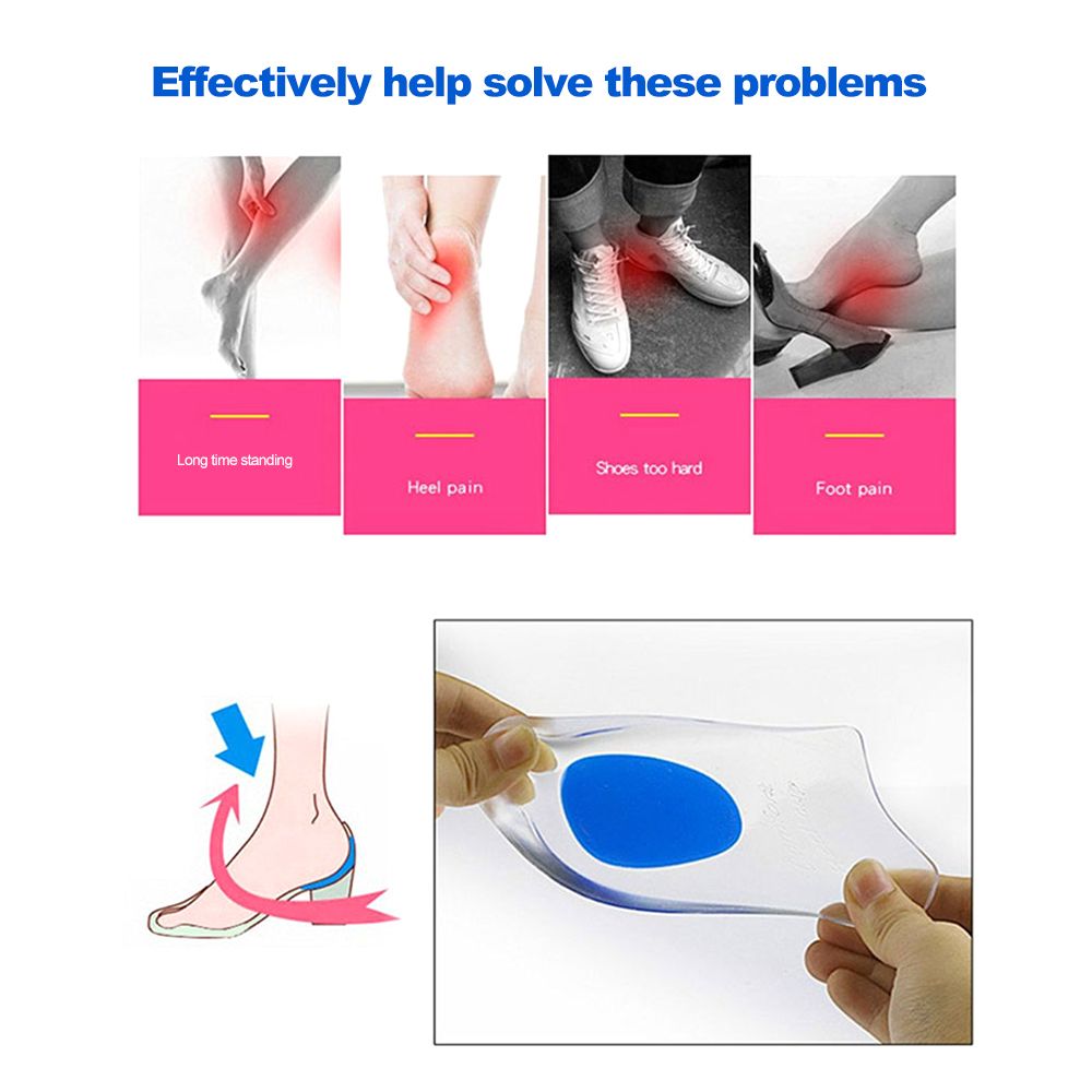 1 Pair Silicone Heel Cups Pads Shoe Inserts Soft Anti-slip