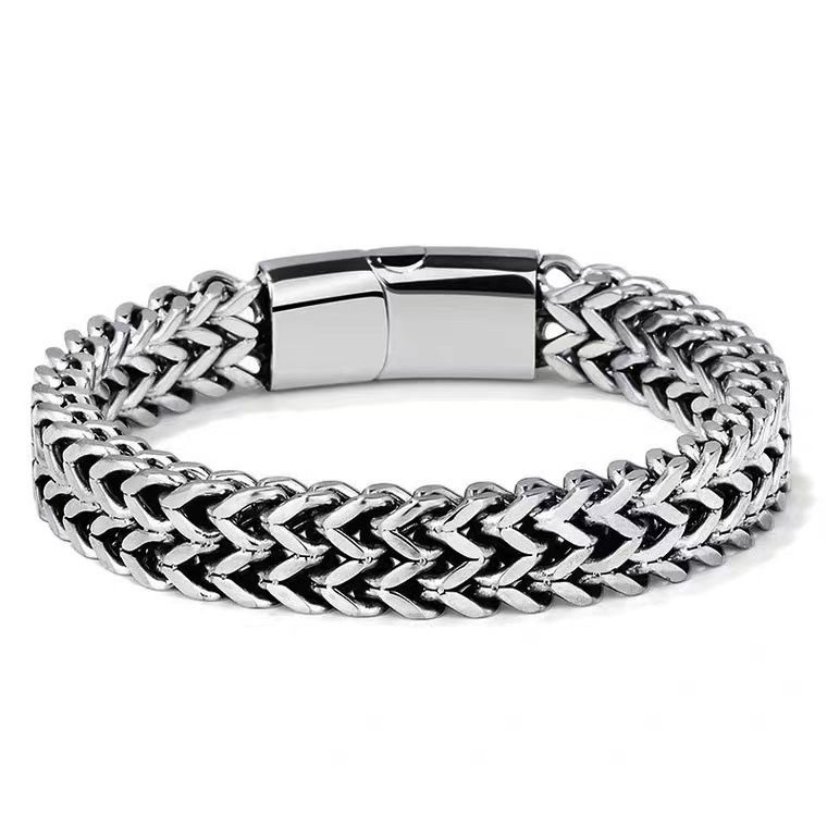 Stainless Steel Chain Men Bracelet Hand Accessories Magnetic Clasp Wristband