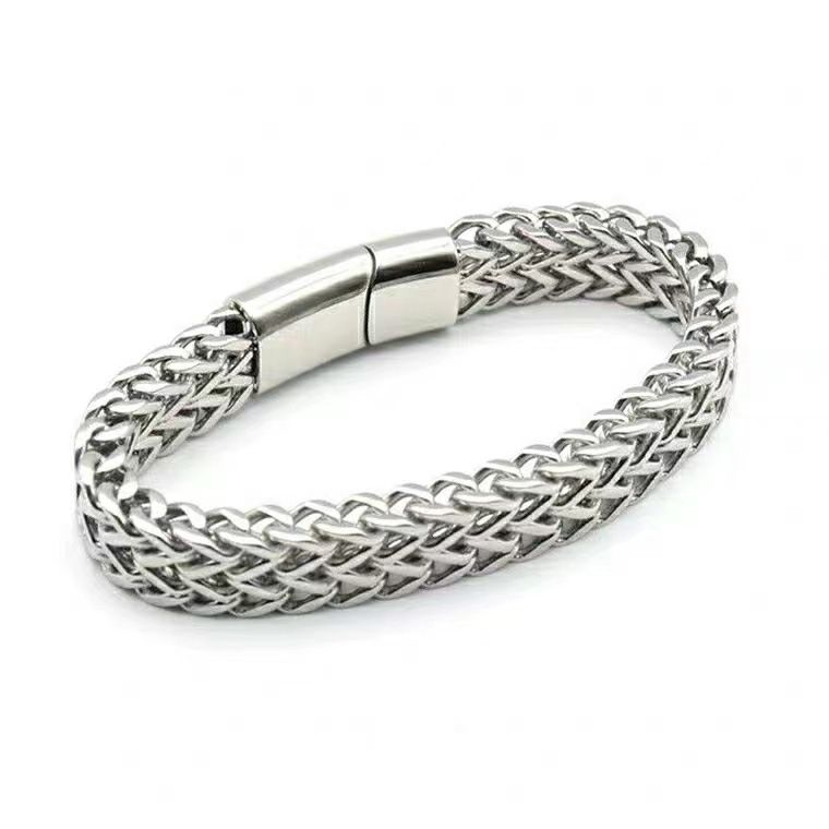 Stainless Steel Chain Men Bracelet Hand Accessories Magnetic Clasp Wristband
