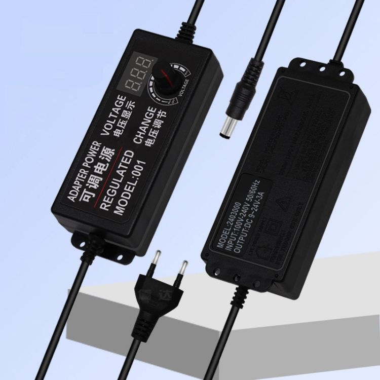 Digital Display Adjustable Power Adapter 9-24V 3A EU Plug