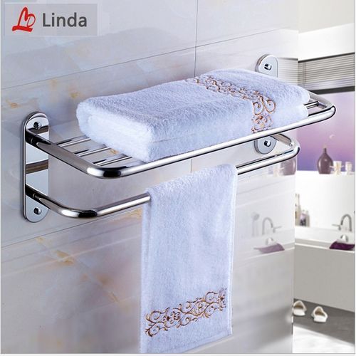 Wall Mounted Towel Rack Bathroom Hotel Rail Holder Storage Shelf Stainless Steel--