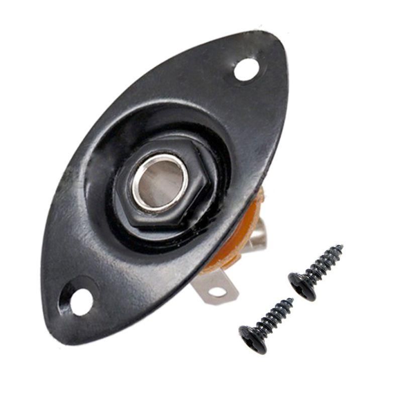 Oval Indented Guitar Jack Plate30 BK Oval Indented Guitar Jack Plate & Socket Black High Quality, 1 Pack