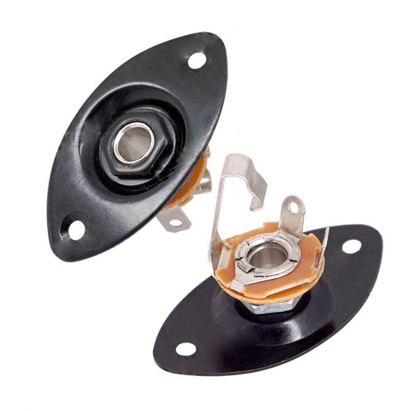 Oval Indented Guitar Jack Plate30 BK Oval Indented Guitar Jack Plate & Socket Black High Quality, 1 Pack