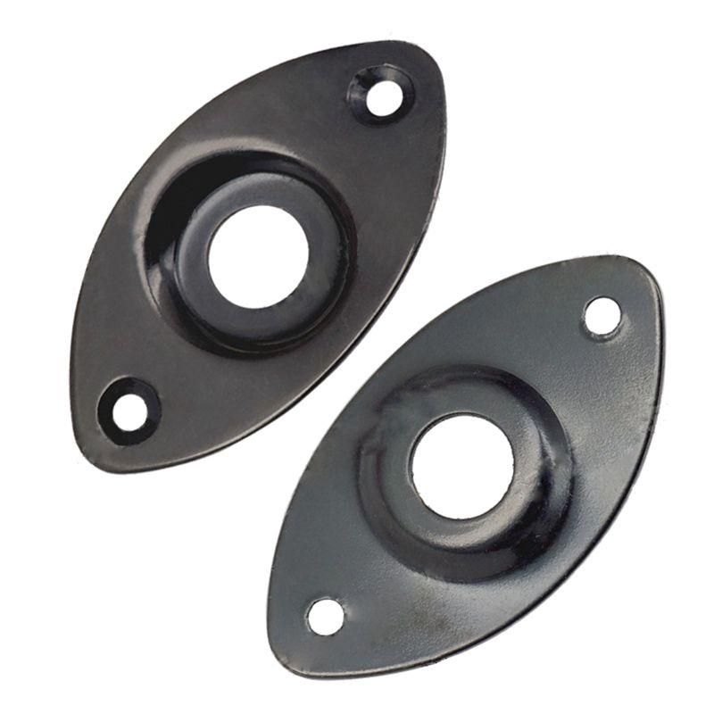 Oval Indented Guitar Jack Plate30 BK Oval Indented Guitar Jack Plate & Socket Black High Quality, 1 Pack