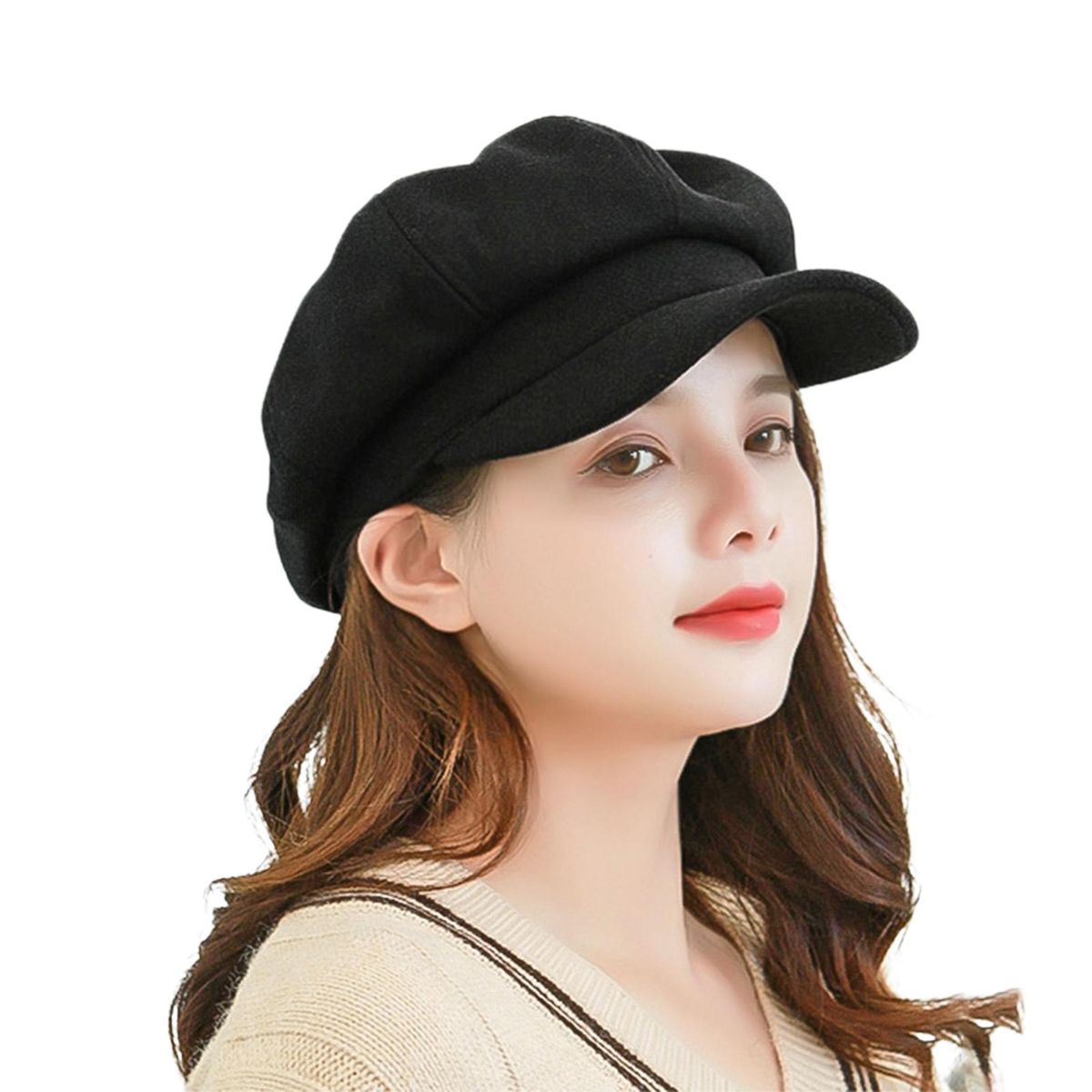 Lady Beret Lady British Vintage Beret Painter Hat Black