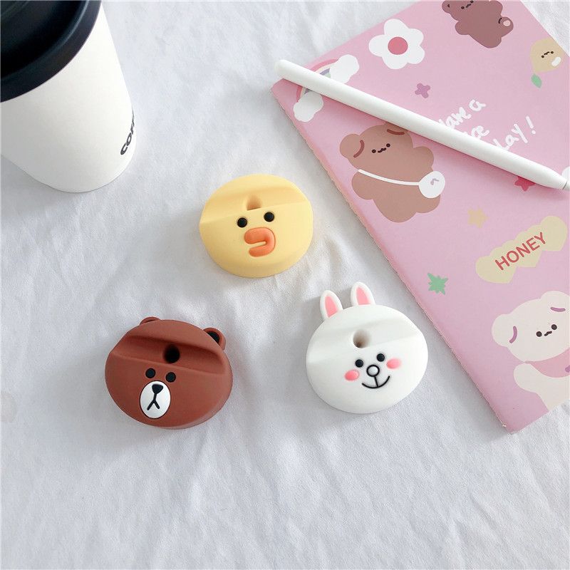 Lovely Cartoon Bear Rabbit Silicone Pencil Base For