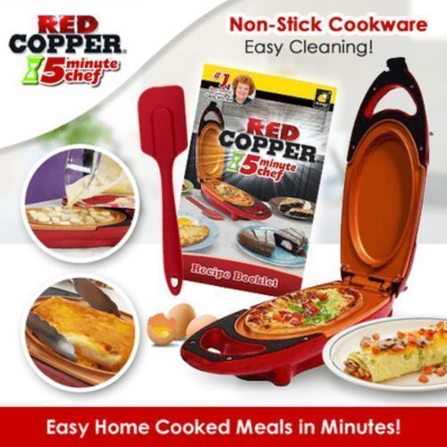 Red Copper 5 Minute Chef Double Sided Grill Electric Cooker