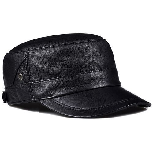 Fall Winter Men Real Leather Ary Hats Male Warm Genuine Sheep Leather Students Caps Real Leather Baseball Couples Cap-black