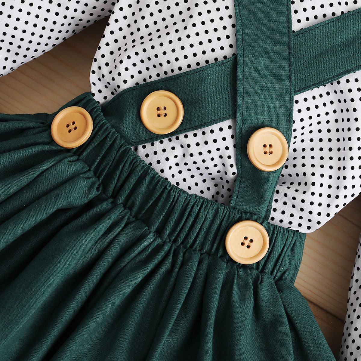 Infant Girl Autumn Winter Long Sleeve Green Skirt Outfit Set