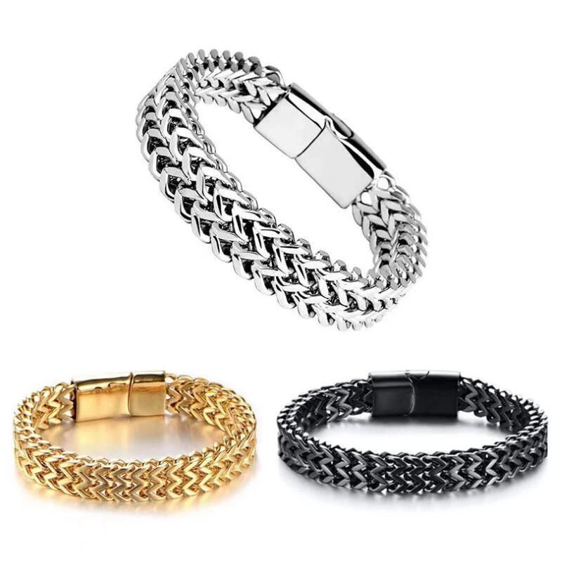 Stainless Steel Chain Men Bracelet Hand Magnetic Clasp Wristband