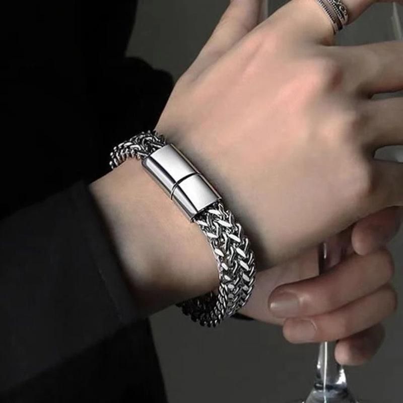 Stainless Steel Chain Men Bracelet Hand Magnetic Clasp Wristband