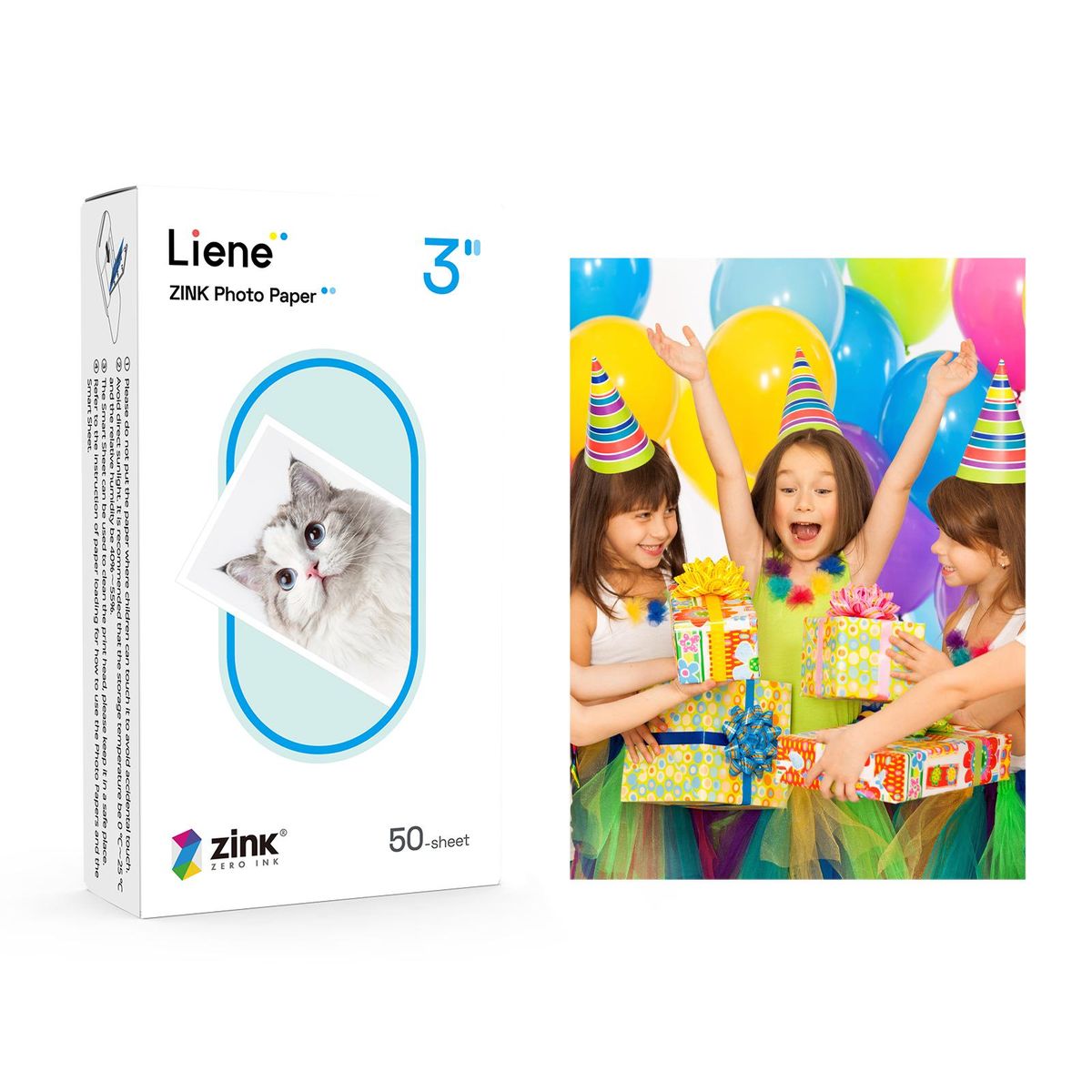 Liene 2x3inch Zinc Photo Paper 50 Sheets Premium Photo Paper with Self-Adhesive Backing Waterproof Smudge-Proof Tear-Resistant for Liene Kiwi Photo Printer Refill Instant Photo Paper for Scrapbook