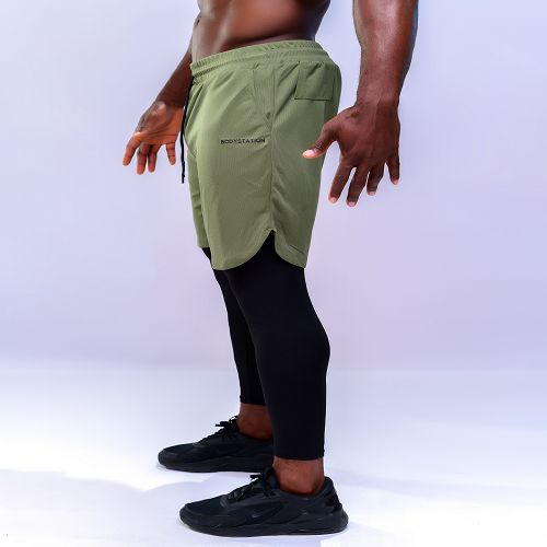 Men's Shorts With Long Tights - Green