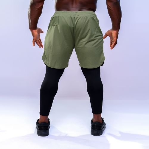 Men's Shorts With Long Tights - Green