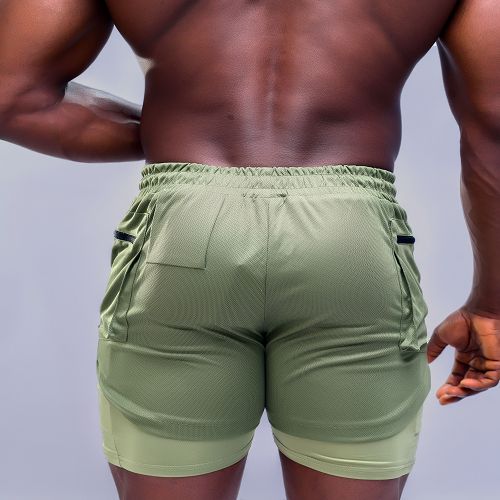 Men's Shorts With Tights - Dark Green