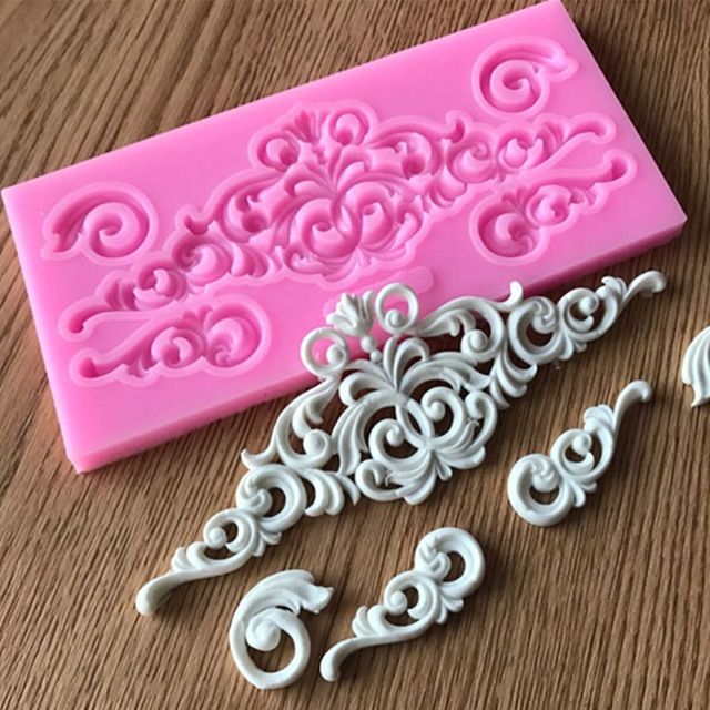 2 PCS Fondant Cake Silicone Mold Hollow Embossed Border Frame Retro Photo Frame Mould(1 5th 17-153 )