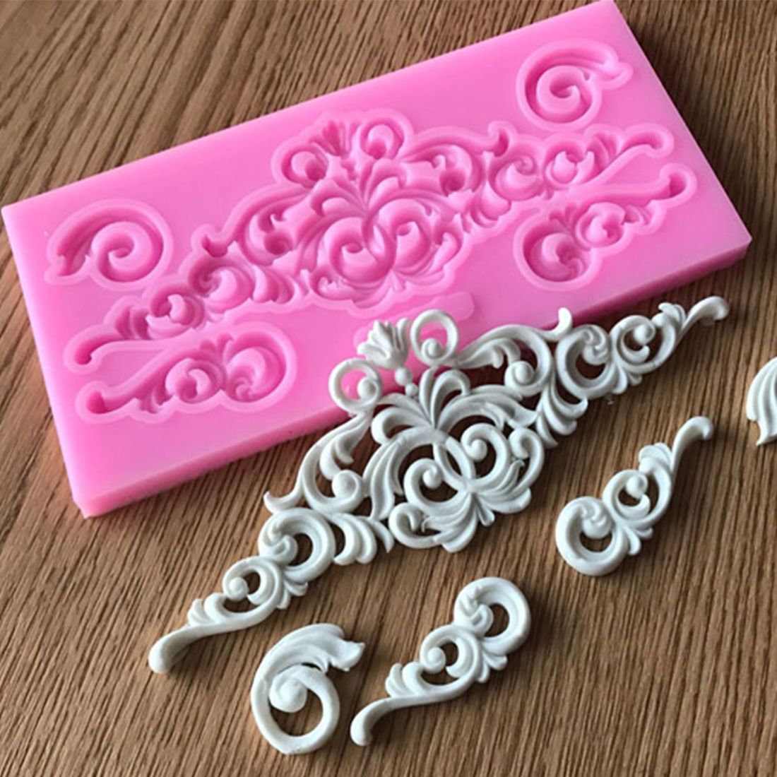 2 PCS Fondant Cake Silicone Mold Hollow Embossed Border Frame Retro Photo Frame Mould(1 5th 17-153 )
