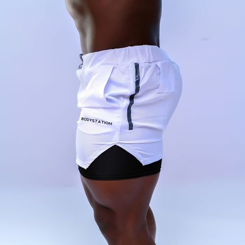 Men's Shorts With Tights - White