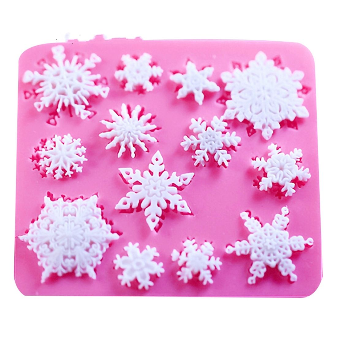 2 PCS DIY Fondant Cake Mold Snowflake Silicone Mold(Pink)