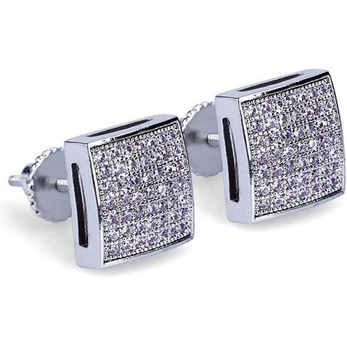 14K Gold Plated 925 Sterling Silver Iced Out XL Large Square