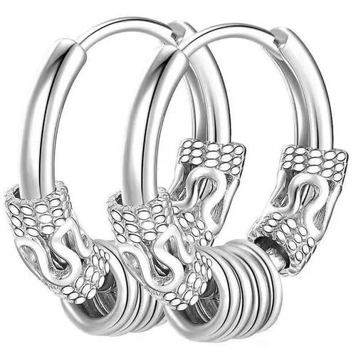 2 Pcs Classy Silver Black Unisex Ear Clip Stainless Steel Men Women Piercing Earring Fashion Jewelry Punk Rock Style Mens Earrings