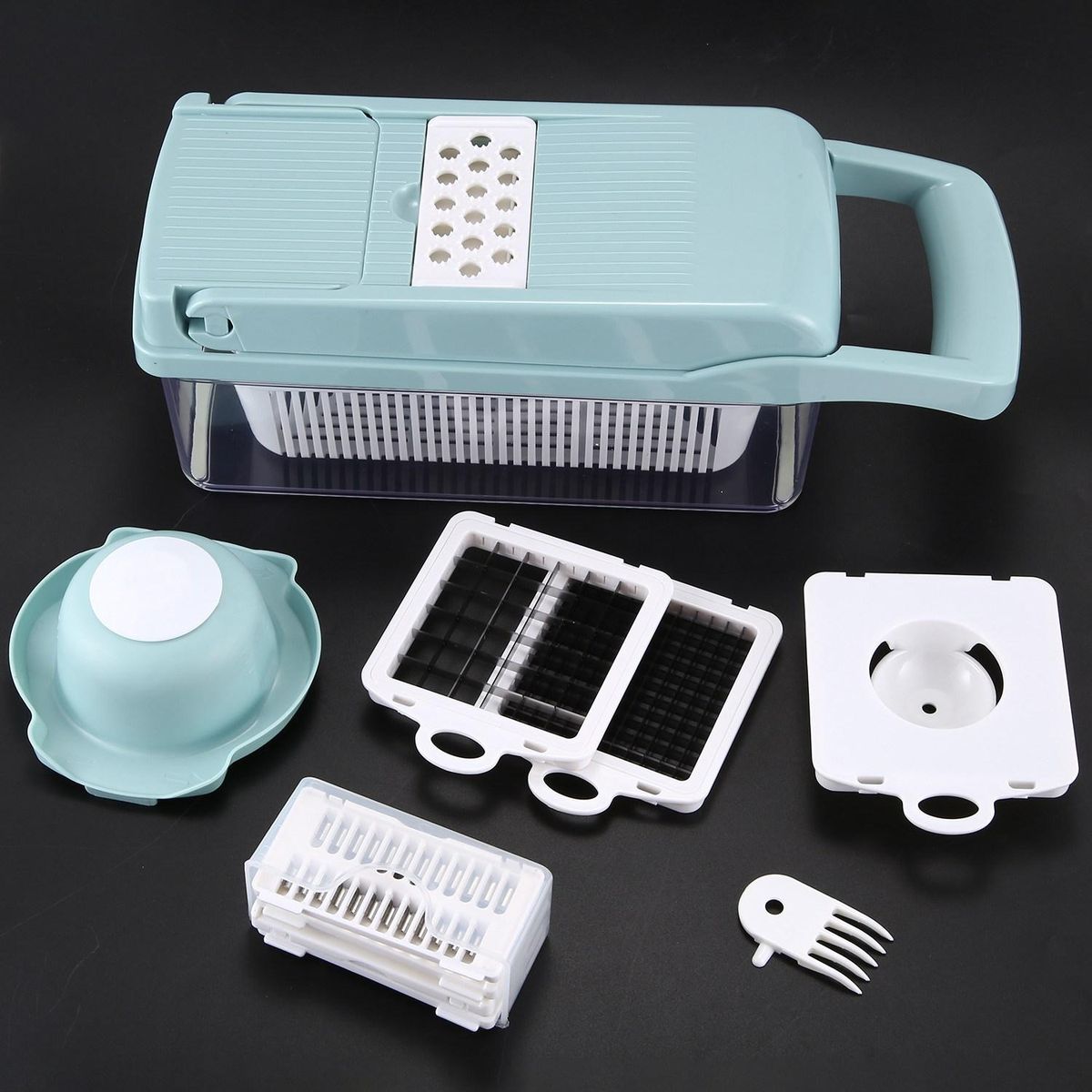 8Pcs Manual  Set Manual Fruits Vegetables Slicer Cutter with Cleaning Brush Storage Box Kitchen Tools Potato Garlic Peeler Grater Dicer Kitchen Tools