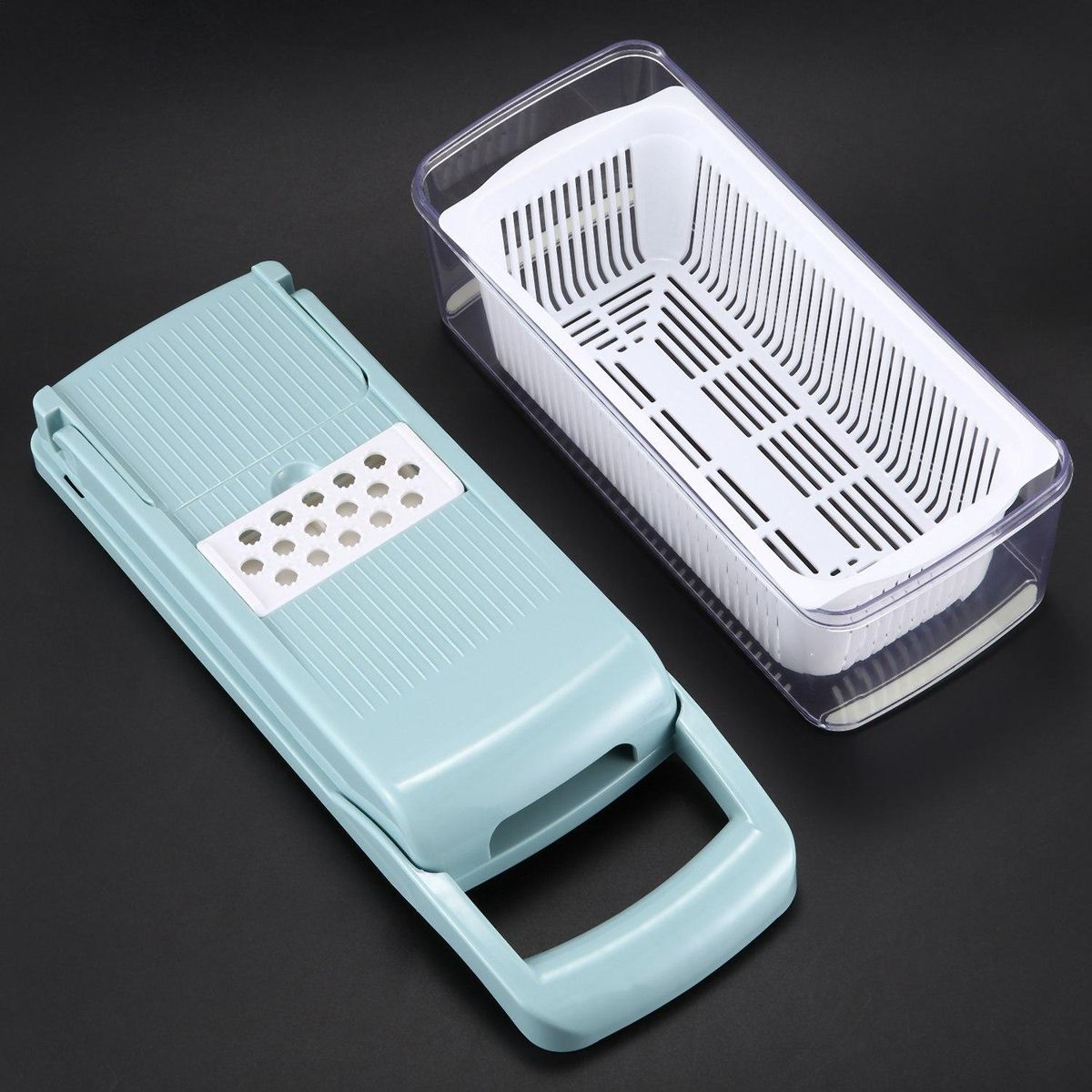 8Pcs Manual  Set Manual Fruits Vegetables Slicer Cutter with Cleaning Brush Storage Box Kitchen Tools Potato Garlic Peeler Grater Dicer Kitchen Tools